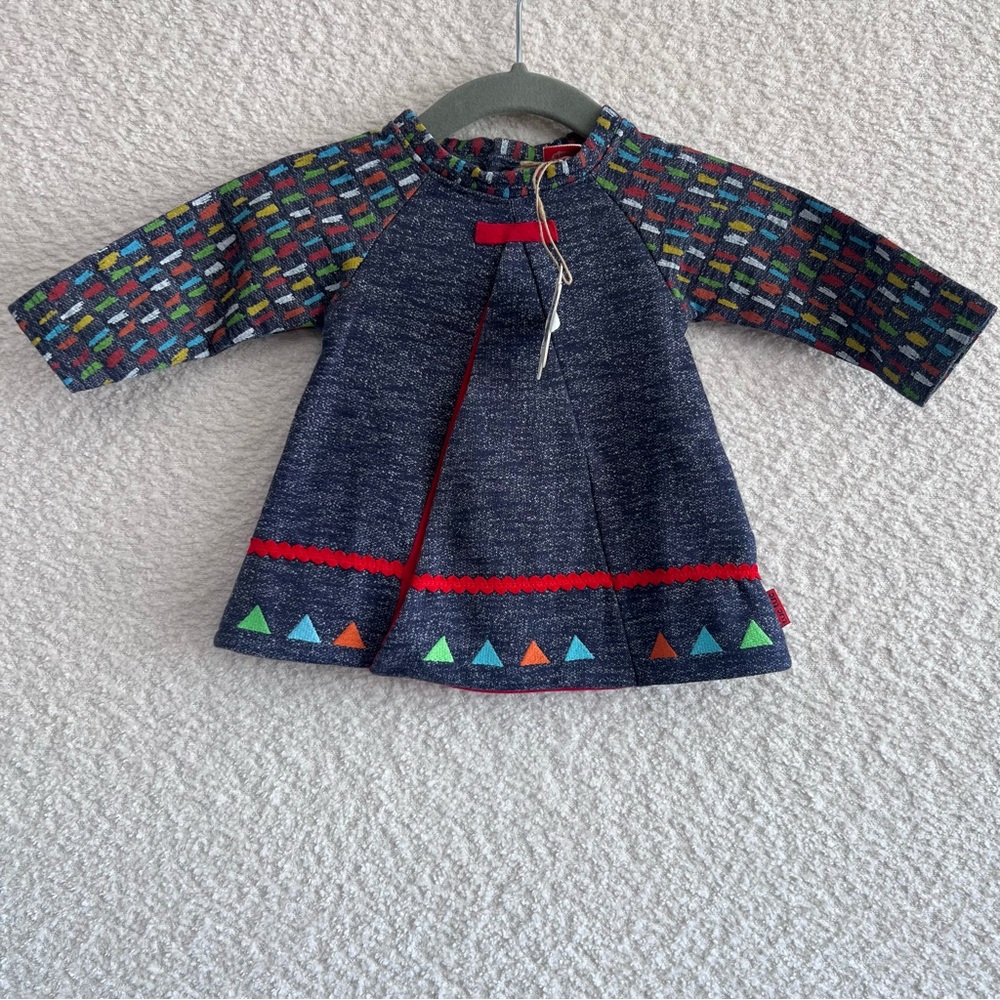 Tuc Tuc NWT Baby Long Sleeve Dress Whimsical‎ Blue Red Newborn Size
